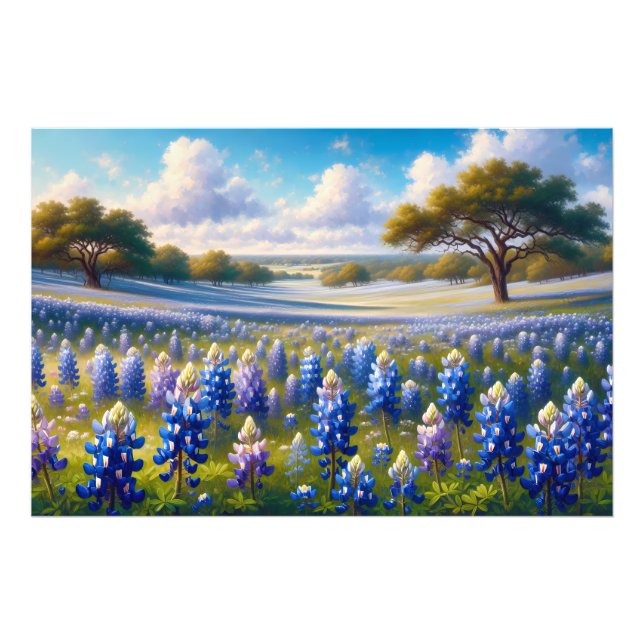 Texas Bluebonnet-Wiesenlandschaft Fotodruck (Vorne)