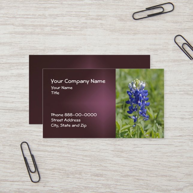 Texas Bluebonnet Wildblume Business Card Visitenkarte (Vorderseite/Rückseite Beispiel)