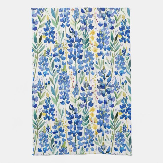 Texas Bluebonnet Wildblume Pattern Geschirrtuch (Vertikal)
