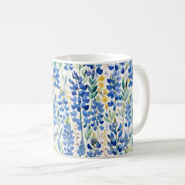 Texas Bluebonnet Wildblume Pattern Kaffeetasse (VorderseiteRechts)