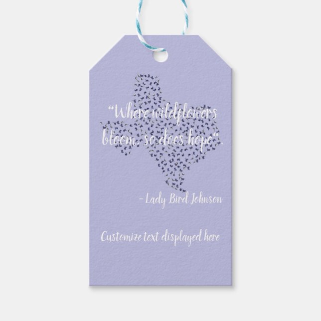 Texas Bluebonnet Wildblumen Hoffnungsmeldung Geschenkanhänger (Vorderseite)