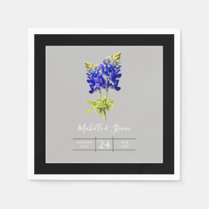 Texas Bluebonnets auf hellgrau, Frühlingshochzeit Serviette