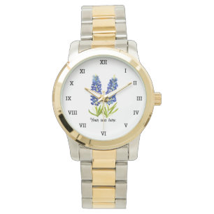 Texas Bluebonnets Blaue Blumen-Aquarell Texanisch Armbanduhr