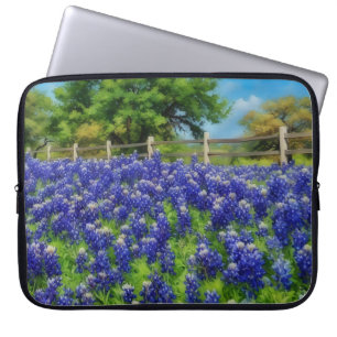 Texas Bluebonnets Blaue Blumen Kunst Laptop Hülle Laptopschutzhülle