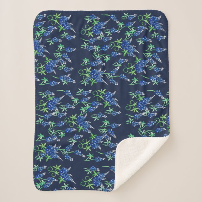 Texas Bluebonnets Bloral Blue Sherpadecke (Vorderseite)