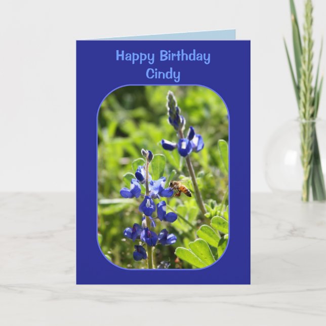 Texas Bluebonnets Cindy Happy Birthday Blank Card Karte (Vorderseite)