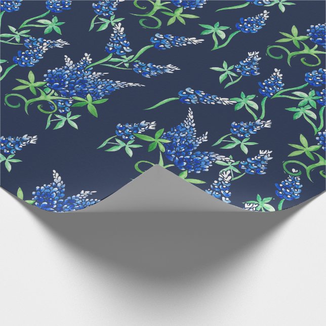 Texas Bluebonnets Floral Blue Geschenkpapier (Ecke)