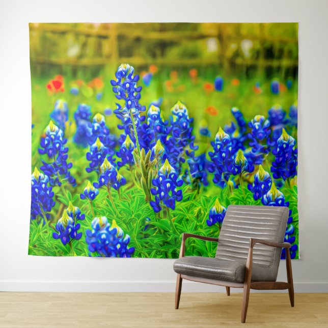 Texas Bluebonnets Hill Wandteppich (Beispiel (Horizontal))