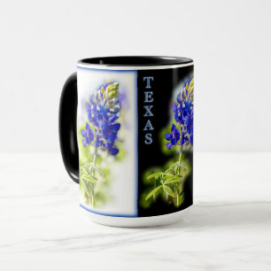 Texas Bluebonnets mit Schwarz, Tasse
