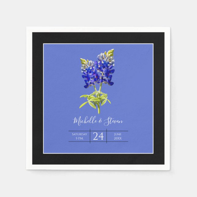 Texas Bluebonnets on Blue, Spring Wedding Serviette (Vorderseite)