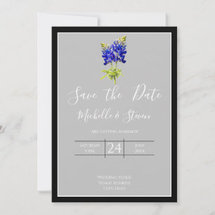 Texas Bluebonnets on Light Gray, Spring, Rett Date Einladung