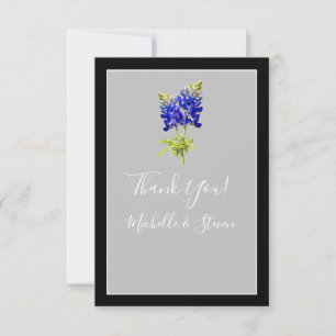 Texas Bluebonnets on Light Gray, Spring Wedding Dankeskarte