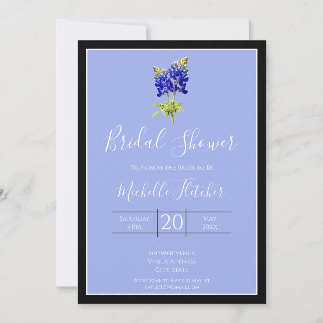 Texas Bluebonnets on Slate Blue, Spring, Bridal Einladung (Vorderseite)