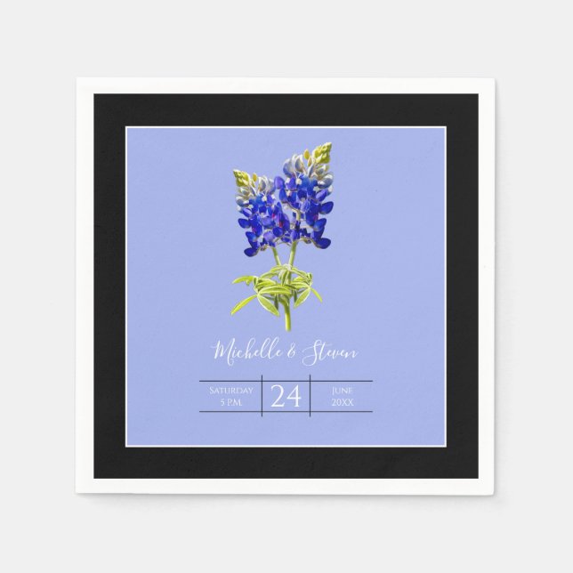 Texas Bluebonnets on Slate Blue, Spring Wedding Serviette (Vorderseite)