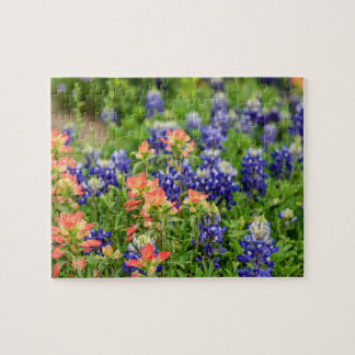 Texas Bluebonnets und Rote Pinselstriche Wildblume Puzzle