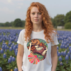 Texas Bluebonnets Vintag Redhead Cowgirl Shirt