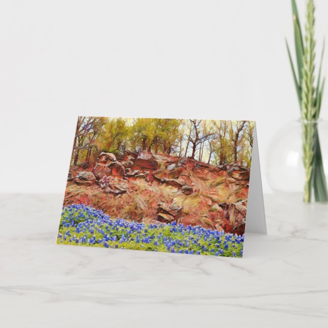 Texas Bluebonnets Wildblumen Art Note Card Karte (Vorderseite)