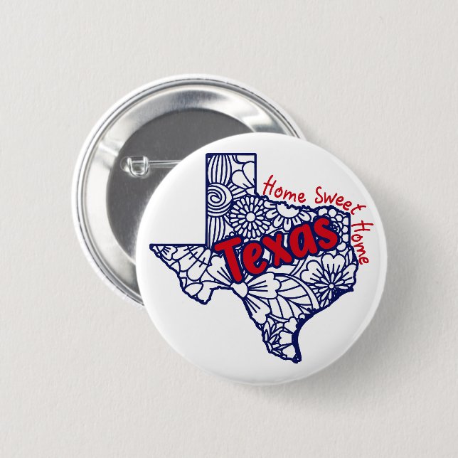 Texas-Blumen-Doodles   Button (Vorne & Hinten)