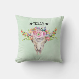 Texas Boho Kuhschädel mit Blume Chic Trendy Kissen