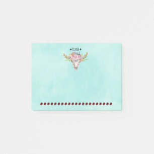 Texas Boho Kuhschädel mit Blume Chic Trendy Post-it Klebezettel