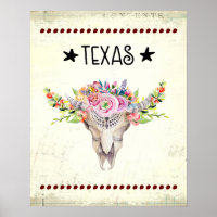 Texas Boho Kuhschädel mit Blume Chic Trendy