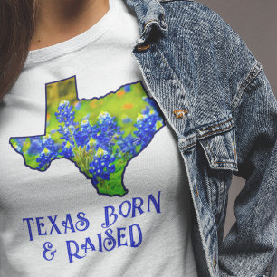 Texas Born & Raised Bluebonnets Bundesstaat Texas T-Shirt