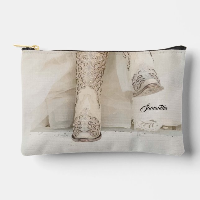 Texas Bride in Kristall Boots Zubehörtasche (Vorderseite)