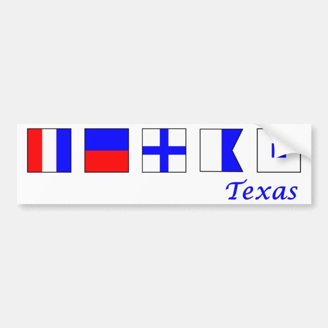 Texas buchstabierte im Seeflaggenalphabet Autoaufkleber (Vorne)