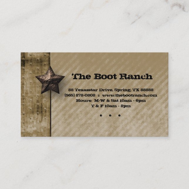Texas Business Card Beige Denim Jean Star Visitenkarte (Vorderseite)