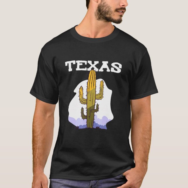 Texas Cactus Retro Country T-Shirt (Vorderseite)