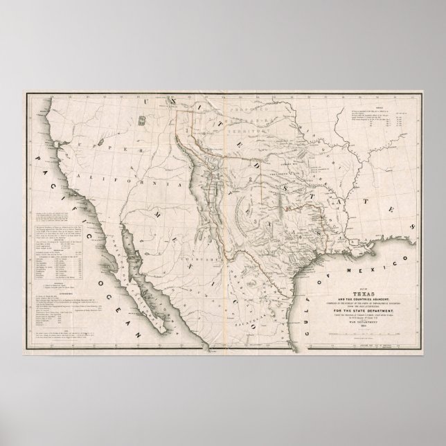 Texas California und Oregon, 1846 Poster (Vorne)