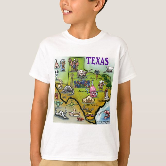 TEXAS-Cartoon-Karte T-Shirt (Vorderseite)