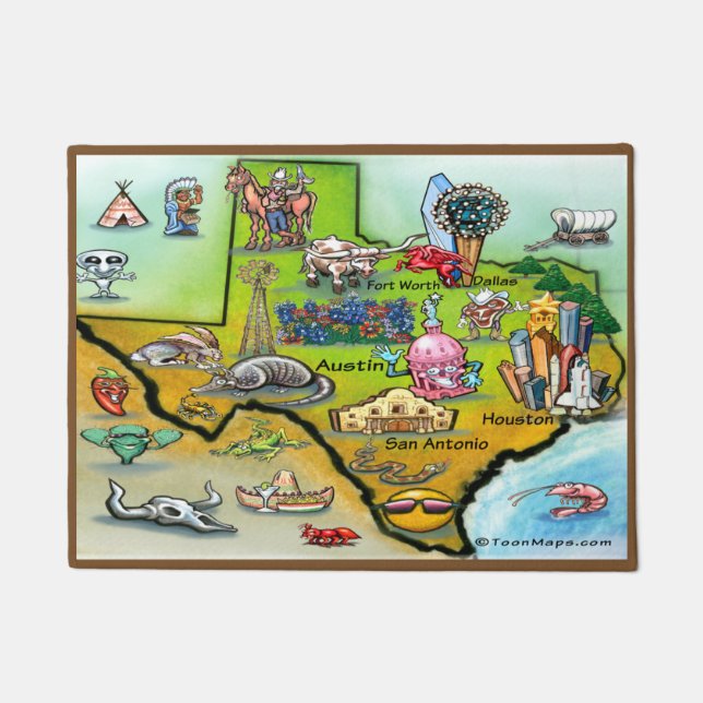 Texas Cartoon Map Fußmatte (Vorderseite)