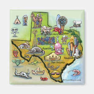 Texas Cartoon Map Magnet