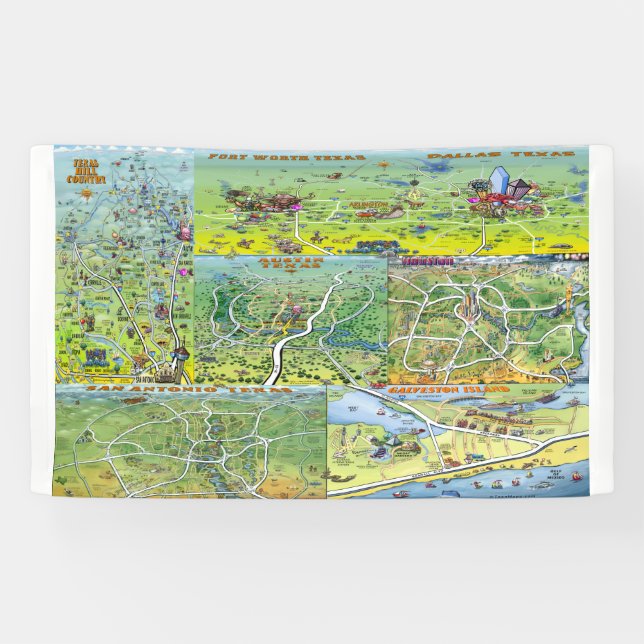 Texas Cartoon Maps Banner (Horizontal)