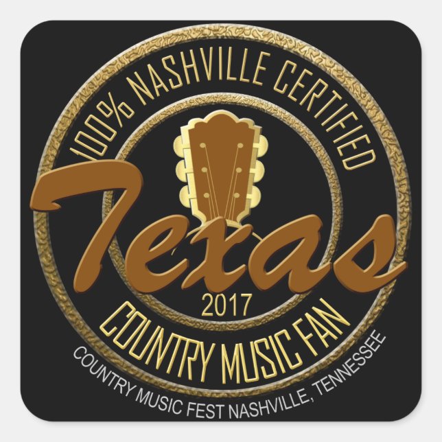 Texas Certified Country Music Fan Classic Stickers (Vorderseite)