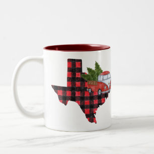Texas Christmas Buffalo Kariert Red Lieferwagen Tr Zweifarbige Tasse