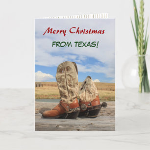 Texas Christmas Cowboy Boot Feiertagskarte