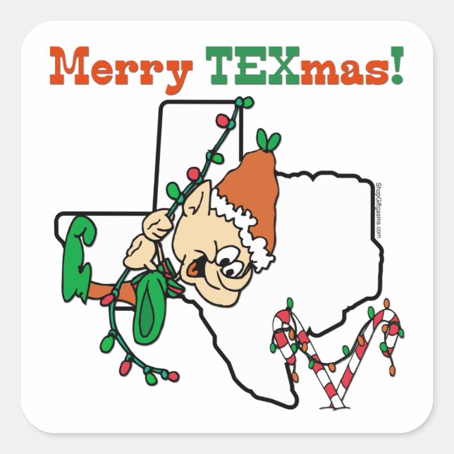 Texas Christmas Quadratischer Aufkleber (Vorderseite)