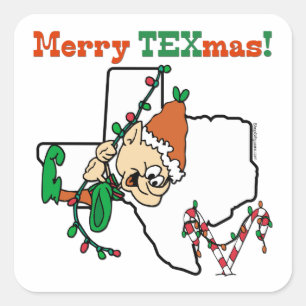Texas Christmas Quadratischer Aufkleber