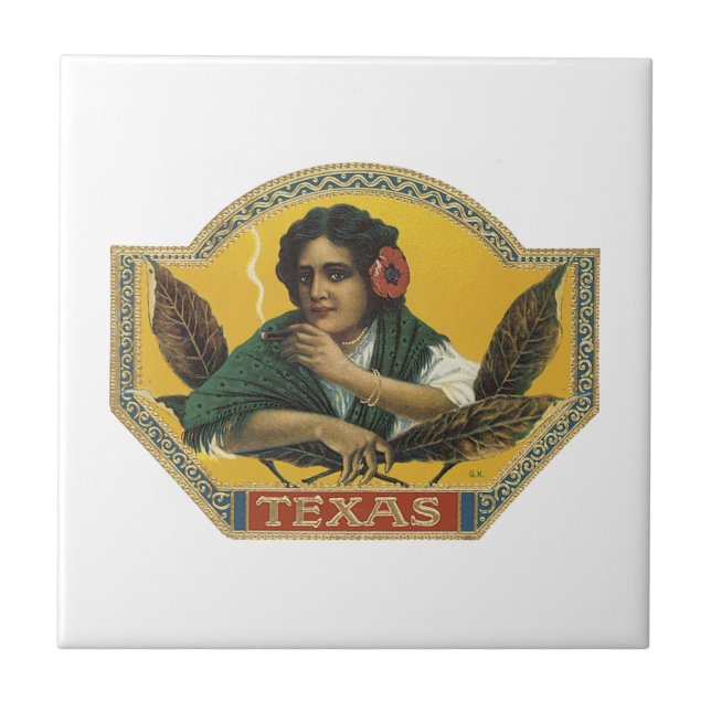 Texas Cigar Label Fliese (Vorderseite)