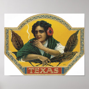 Texas Cigar Label Poster