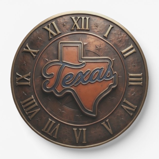 Texas Copper Medallion State Map  Pappteller (Vorderseite)