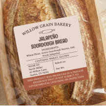 Texas Cottage Food Jalapeño Sauerteigbrot Etikett
