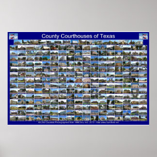 Texas Courthouses Poster (blau horizontal)