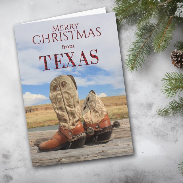 Texas Cowboy Boot Weihnachtskarte Feiertagskarte (Von Creator hochgeladen)