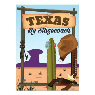 Texas Cowboy Ferien Cartoon Fotodruck