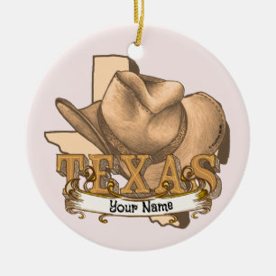 Texas Cowboy individuelle Name Keramik Ornament