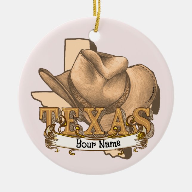 Texas Cowboy individuelle Name Keramik Ornament (Vorne)
