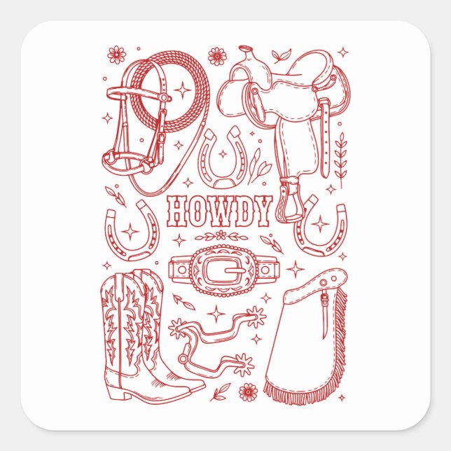 Texas Cowboy Pack Quadratischer Aufkleber (Vorderseite)